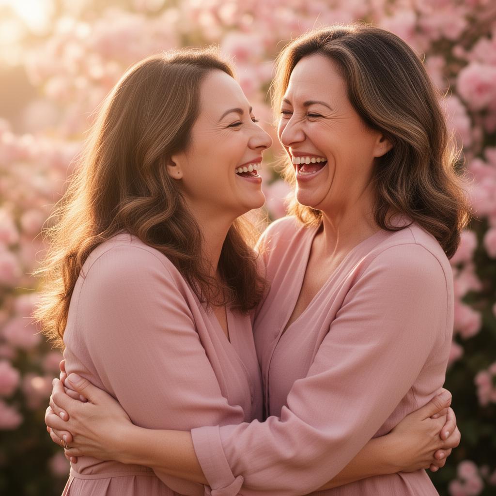 Mãe e filha rindo